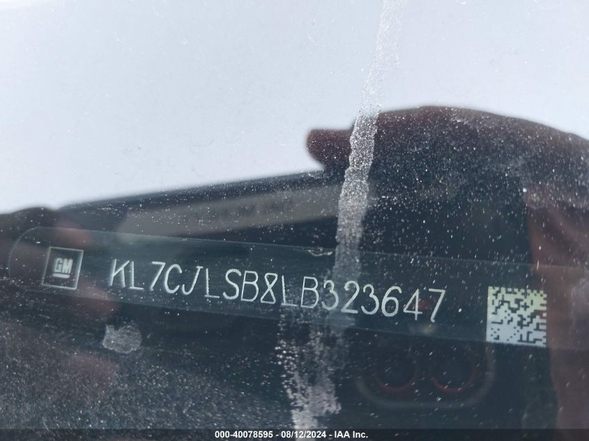 2020 Chevrolet Trax 1Lt VIN: KL7CJLSB8LB323647 Lot: 40078595