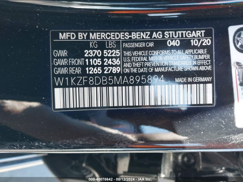 W1KZF8DB5MA895894 2021 Mercedes-Benz E 350