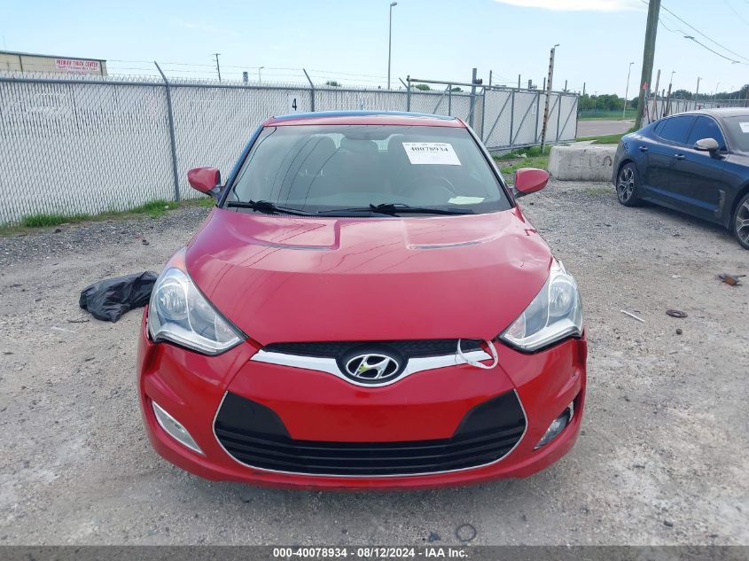 2012 Hyundai Veloster Base W/Red/Black VIN: KMHTC6AD4CU072854 Lot: 40078934