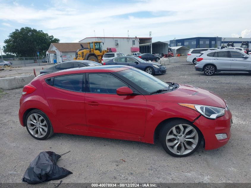 2012 Hyundai Veloster Base W/Red/Black VIN: KMHTC6AD4CU072854 Lot: 40078934