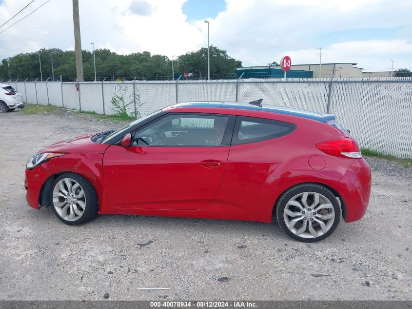 2012 Hyundai Veloster Base W/Red/Black VIN: KMHTC6AD4CU072854 Lot: 40078934