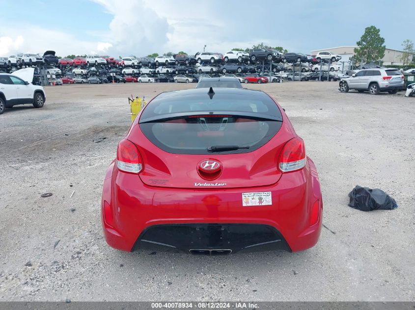 2012 Hyundai Veloster Base W/Red/Black VIN: KMHTC6AD4CU072854 Lot: 40078934