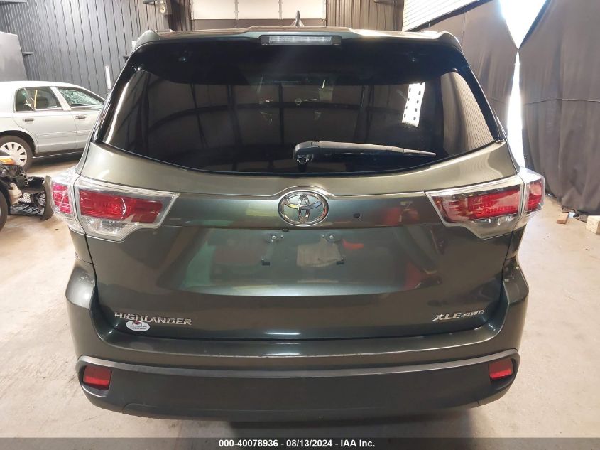 2015 Toyota Highlander Xle V6 VIN: 5TDJKRFH9FS172842 Lot: 40078936