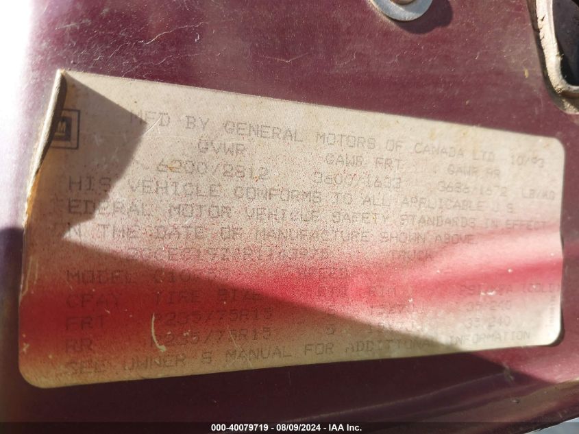 1994 Chevrolet Gmt-400 C1500 VIN: 2GCEC19Z4R1143975 Lot: 40079719