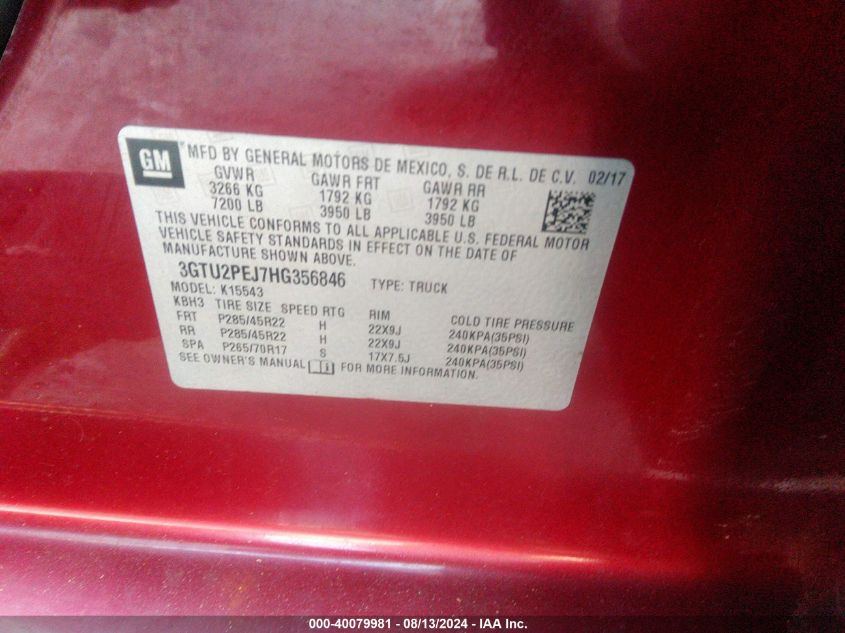 3GTU2PEJ7HG356846 2017 GMC Sierra 1500 Denali