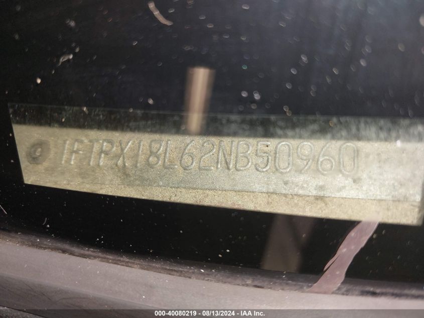 2002 Ford F-150 Lariat/Xl/Xlt VIN: 1FTPX18L62NB50960 Lot: 40080219