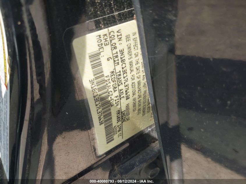 2007 Nissan Versa 1.8Sl VIN: 3N1BC13E17L376638 Lot: 40080793