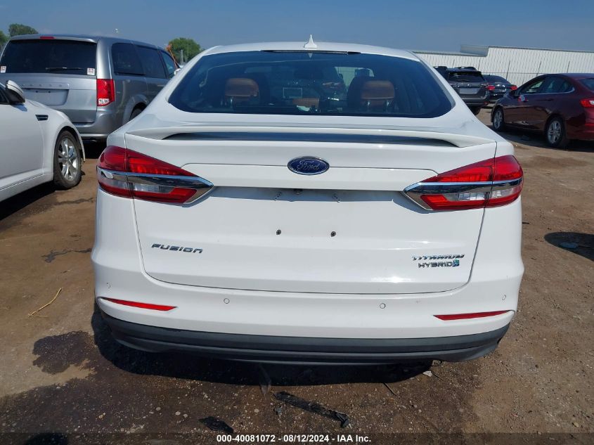 2019 Ford Fusion Hybrid Titanium VIN: 3FA6P0RU5KR138749 Lot: 40081072