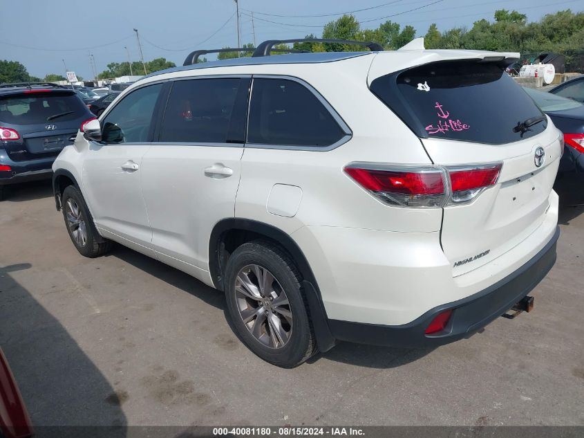 2015 Toyota Highlander Xle V6 VIN: 5TDJKRFH2FS108531 Lot: 40081180