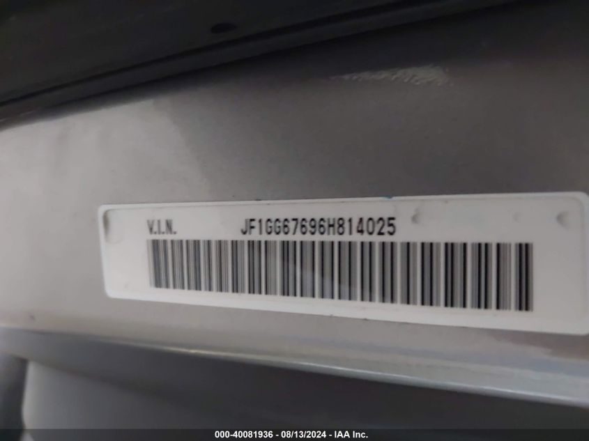 2006 Subaru Impreza 2.5I VIN: JF1GG67696H814025 Lot: 40081936