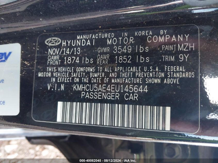 KMHCU5AE4EU145644 2014 Hyundai Accent Se