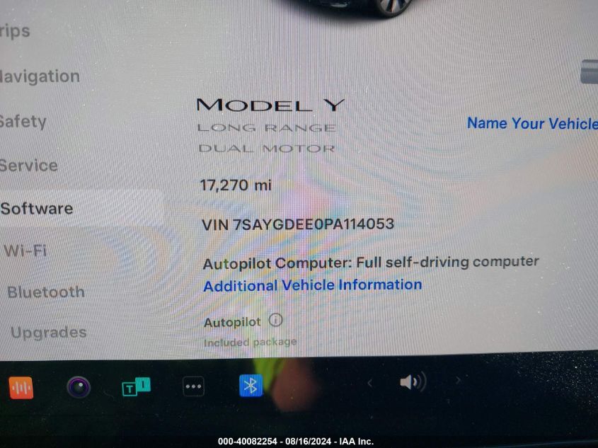 2023 Tesla Model Y Awd/Long Range Dual Motor All-Wheel Drive VIN: 7SAYGDEE0PA114053 Lot: 40082254