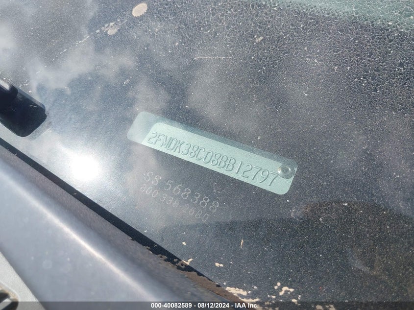 2008 Ford Edge Sel VIN: 2FMDK38C08BB12797 Lot: 40082589