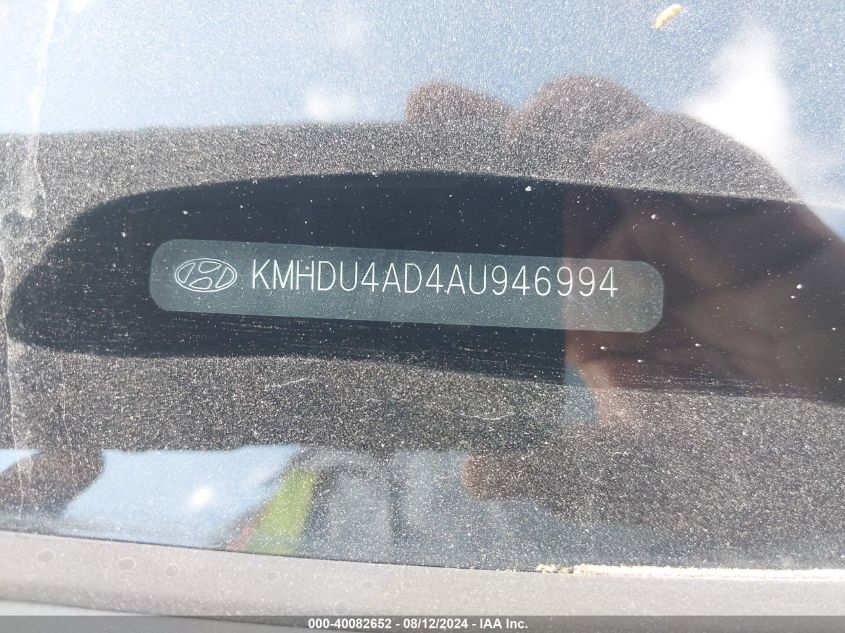 2010 Hyundai Elantra Gls VIN: KMHDU4AD4AU946994 Lot: 40082652