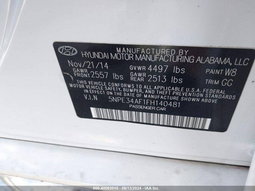 2015 HYUNDAI SONATA SPORT/LIMITED - 5NPE34AF1FH140481