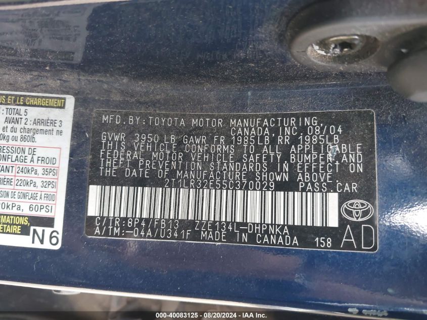 2T1LR32E55C370029 2005 Toyota Matrix Xr