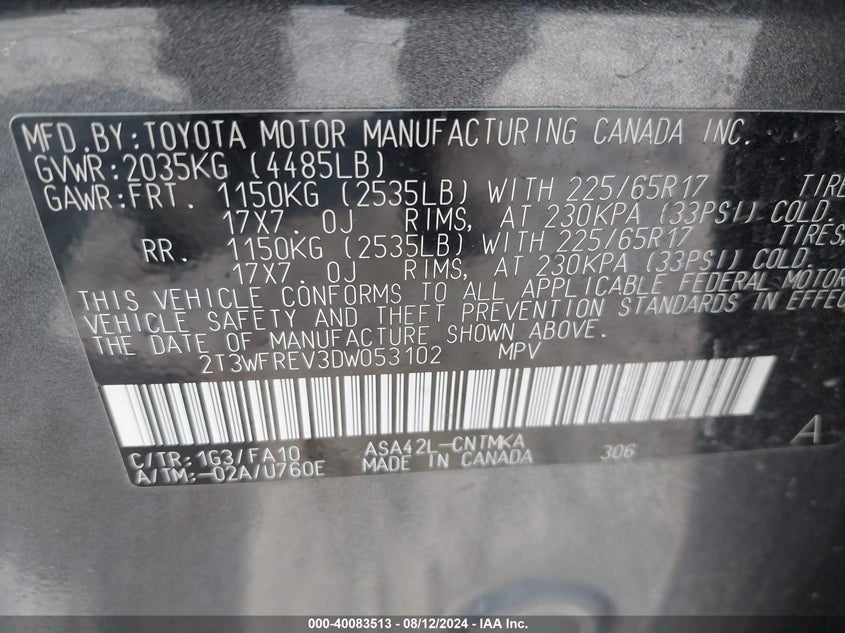 2013 TOYOTA RAV4 XLE - 2T3WFREV3DW053102