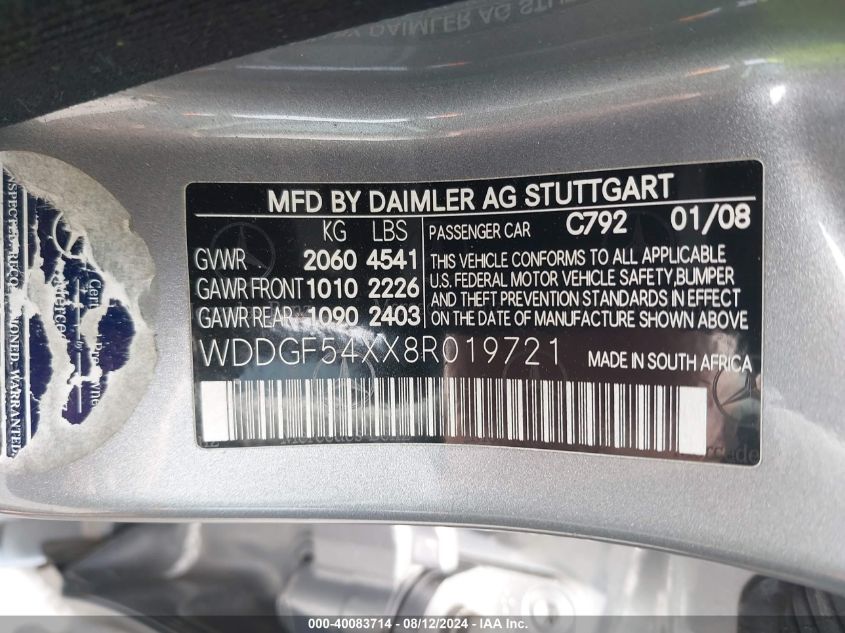 WDDGF54XX8R019721 2008 Mercedes-Benz C 300 Luxury/Sport