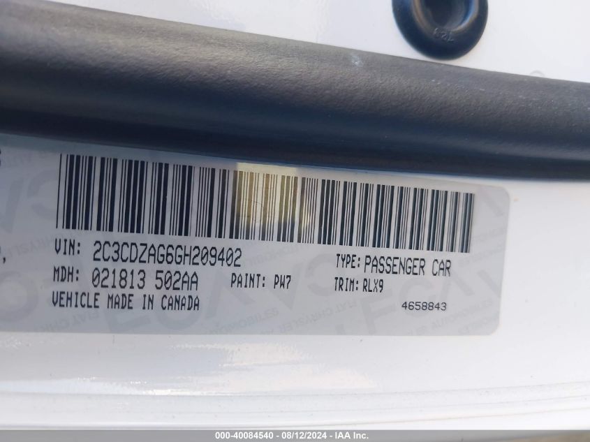 2016 Dodge Challenger Sxt Plus VIN: 2C3CDZAG6GH209402 Lot: 40084540