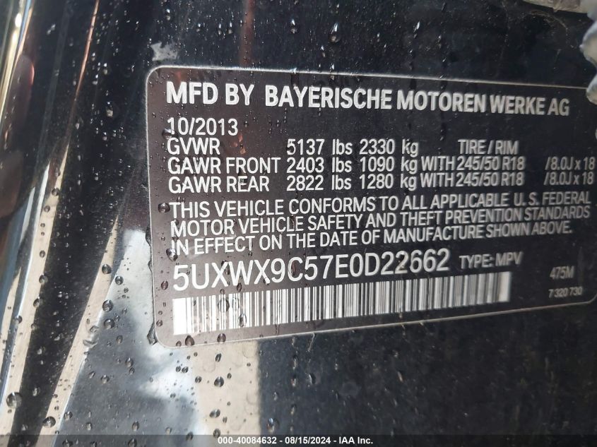 5UXWX9C57E0D22662 2014 BMW X3 xDrive28I