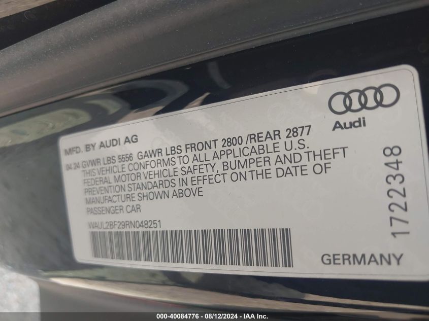 2024 AUDI A6 PREMIUM PLUS - WAUL2BF29RN048251