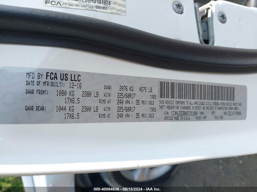 2017 JEEP COMPASS LATITUDE 4X4 - 1C4NJDEB8HD191904