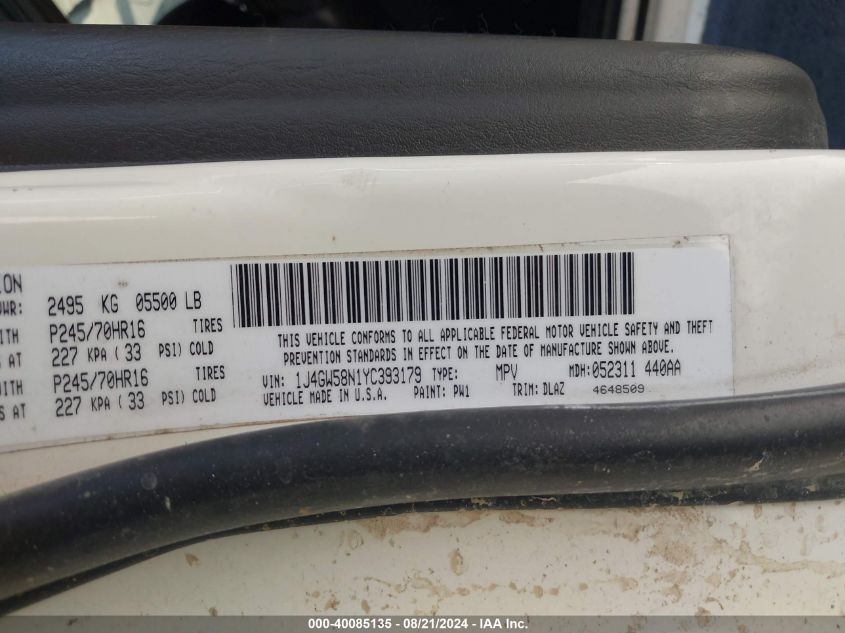 2000 Jeep Grand Cherokee Limited VIN: 1J4GW58N1YC393179 Lot: 40085135