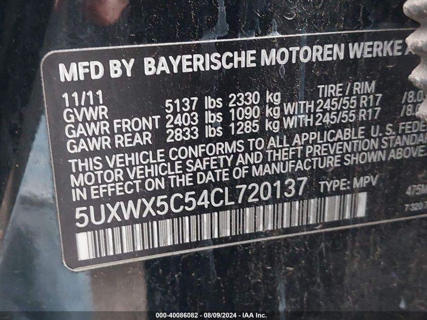 5UXWX5C54CL720137 2012 BMW X3 xDrive28I