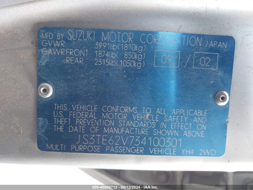 JS3TE62V734100301 2003 Suzuki Grand Vitara