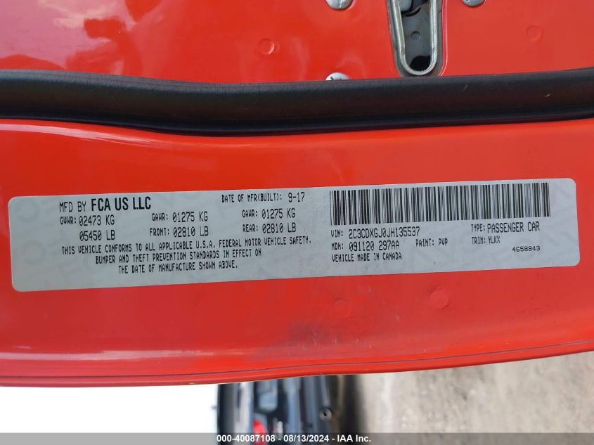 2018 DODGE CHARGER DAYTONA 392 RWD - 2C3CDXGJ0JH135537