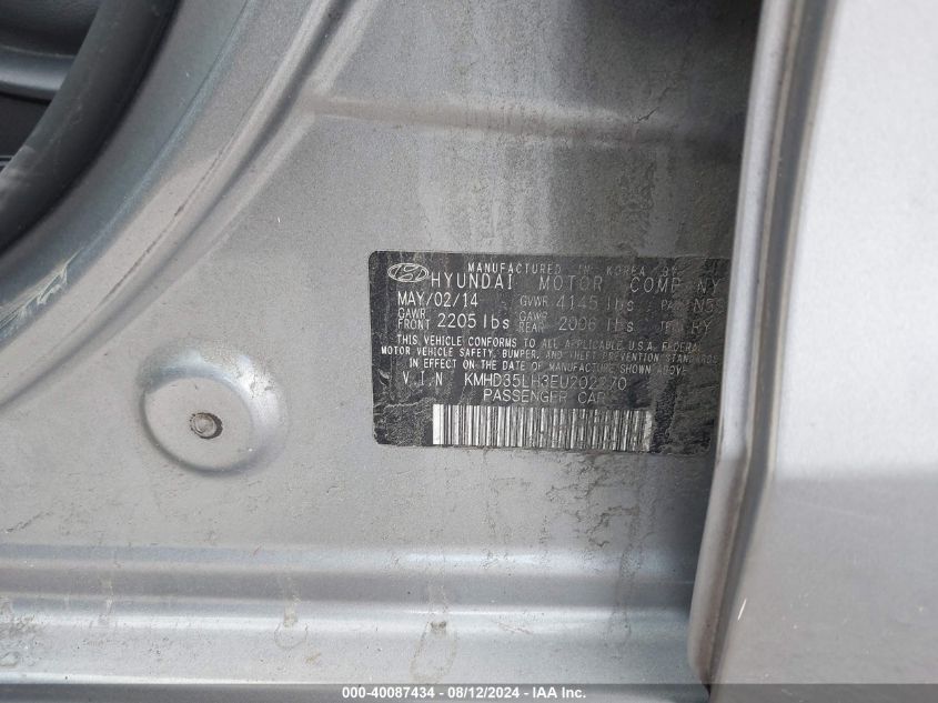 2014 Hyundai Elantra Gt VIN: KMHD35LH3EU202270 Lot: 40087434