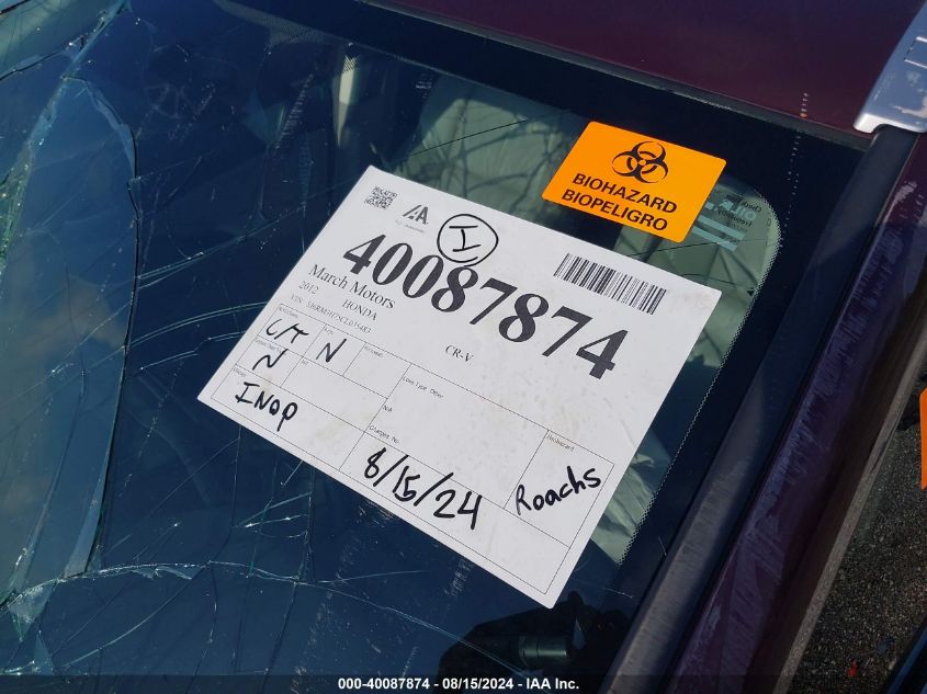 2012 Honda Cr-V Exl VIN: 5J6RM3H75CL035483 Lot: 40087874