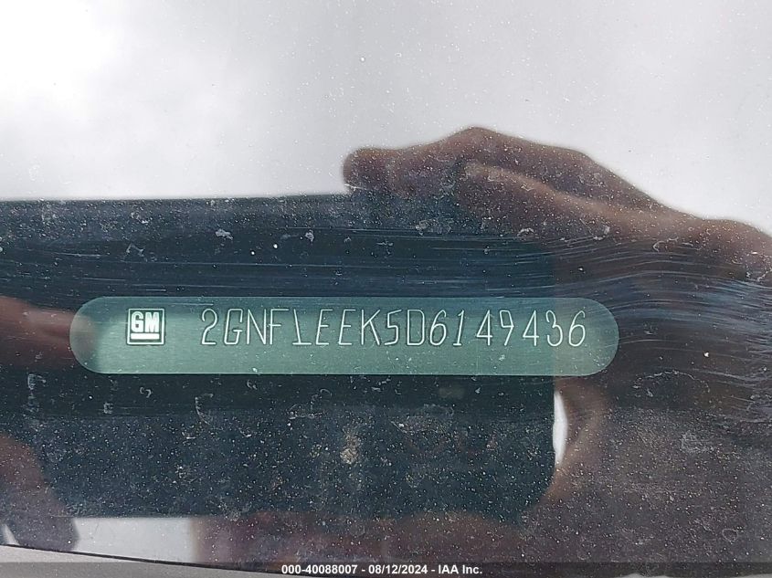 2013 Chevrolet Equinox 1Lt VIN: 2GNFLEEK5D6149436 Lot: 40088007