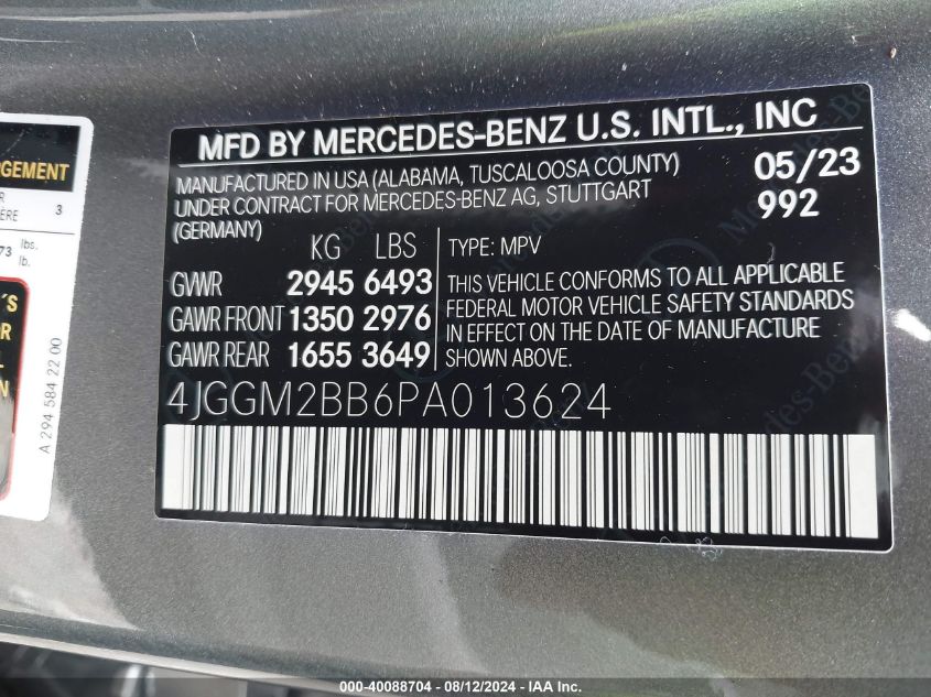 4JGGM2BB6PA013624 2023 Mercedes-Benz Eqe 350+ Suv