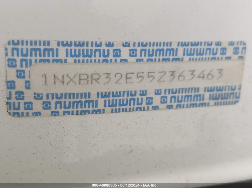 2005 Toyota Corolla Ce VIN: 1NXBR32E55Z363463 Lot: 40088905