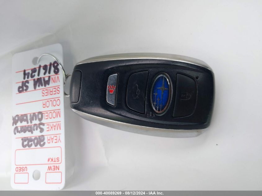 2022 Subaru Outback Premium VIN: 4S4BTADC0N3115838 Lot: 40089269