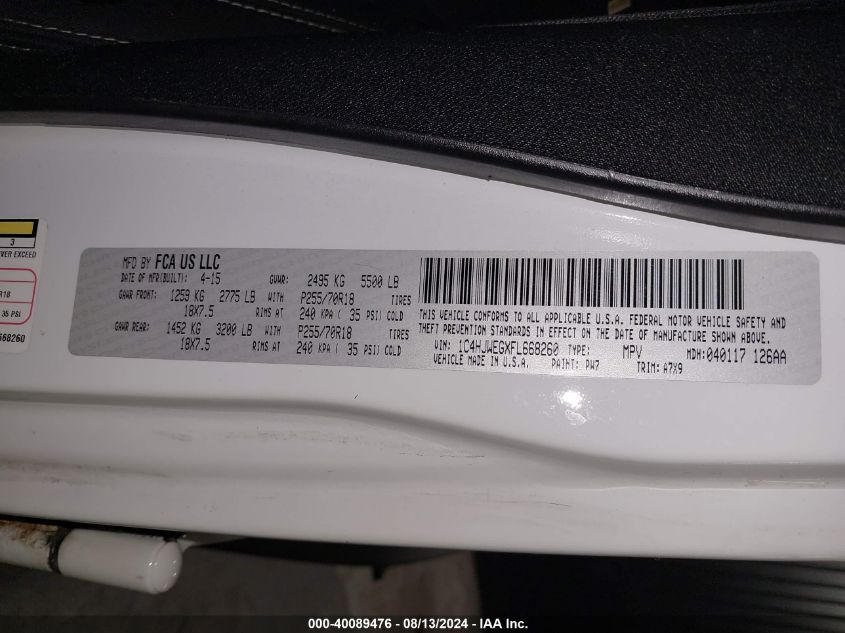 2015 Jeep Wrangler Unlimited Sahara VIN: 1C4HJWEGXFL668260 Lot: 40089476