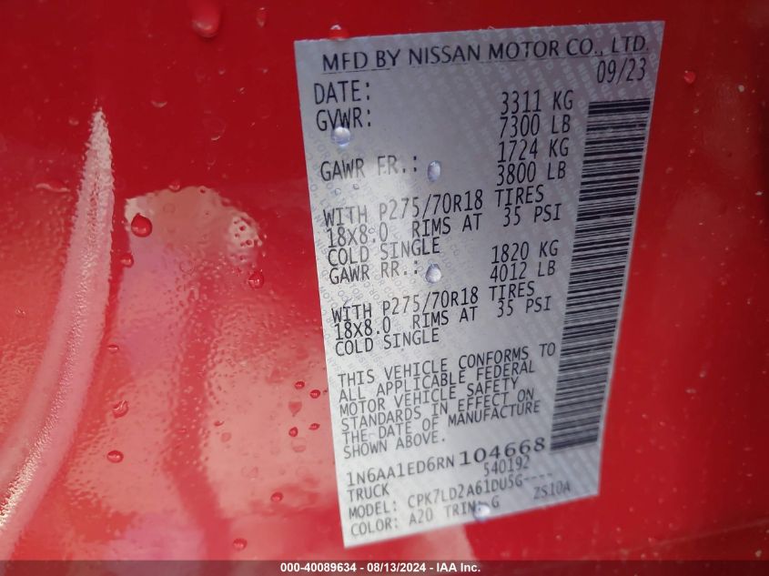 2024 NISSAN TITAN PRO-4X/PLATINUM RESERVE - 1N6AA1ED6RN104668