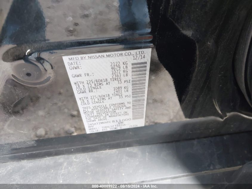 2015 NISSAN ROGUE SL - 5N1AT2MVXFC811000