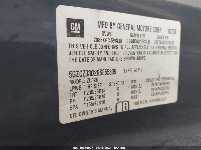 5GZCZ33D26S865809 2006 Saturn Vue 4 Cyl