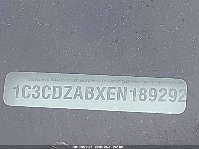 2014 Dodge Avenger Se VIN: 1C3CDZABXEN189292 Lot: 40090108