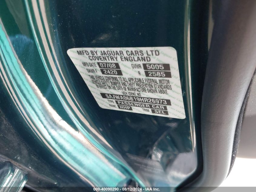 2009 Jaguar Xf Premium Luxury VIN: SAJWA06B19HR26973 Lot: 40090290