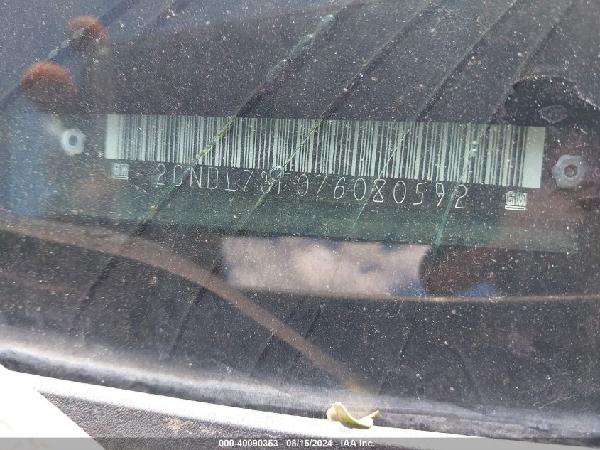 2007 Chevrolet Equinox Lt VIN: 2CNDL73F076080592 Lot: 40090353