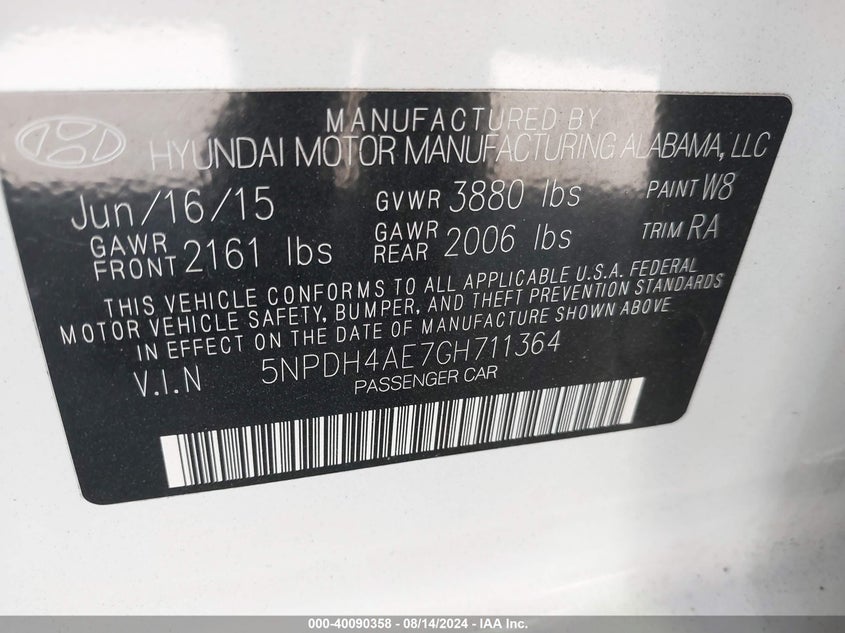 2016 HYUNDAI ELANTRA SE - 5NPDH4AE7GH711364