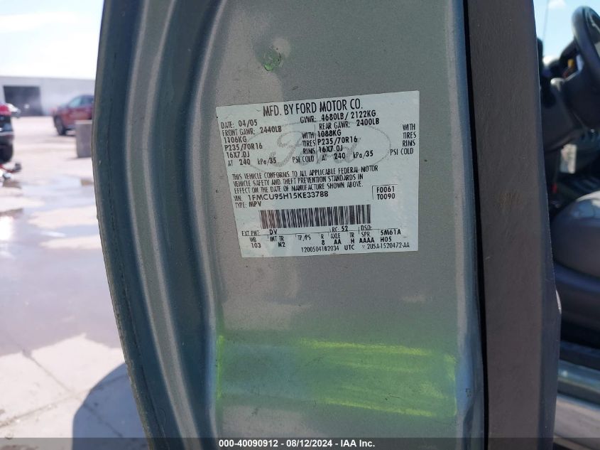 2005 Ford Escape Hybrid VIN: 1FMCU95H15KE33788 Lot: 40090912