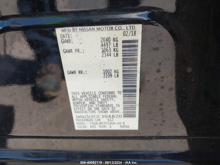 2018 NISSAN LEAF S - 1N4AZ1CP2JC304820