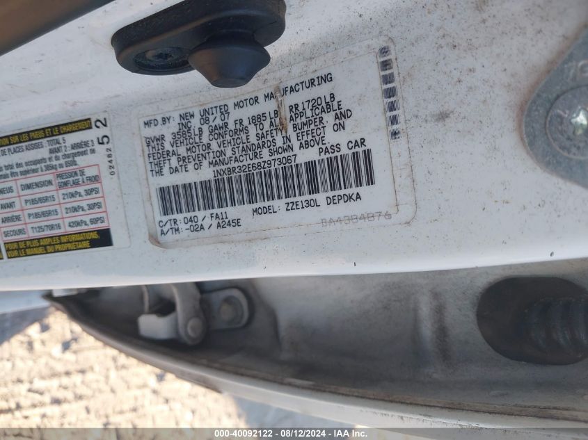 2008 Toyota Corolla Ce VIN: 1NXBR32E68Z973067 Lot: 40092122