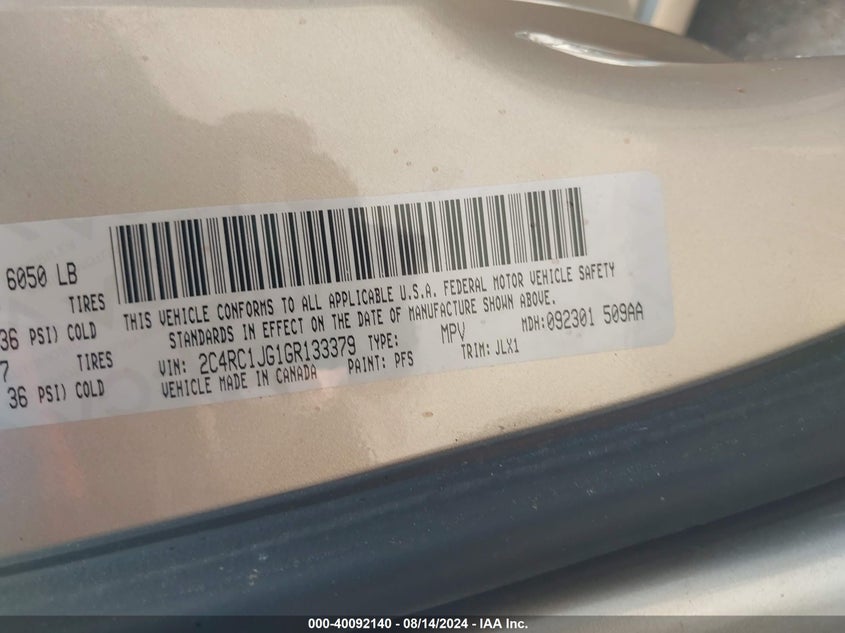 2016 CHRYSLER TOWN & COUNTRY LIMITED - 2C4RC1JG1GR133379