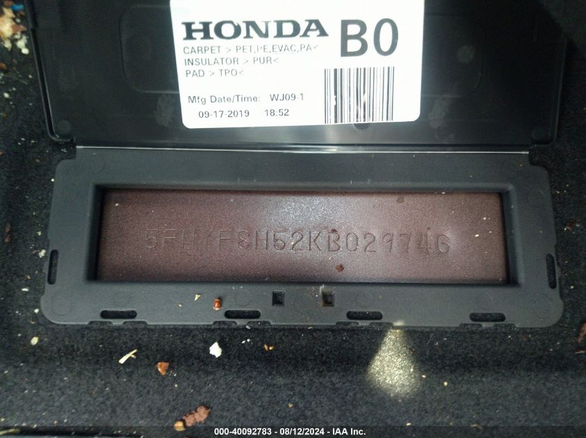 5FNYF8H52KB029746 2019 Honda Passport Ex-L