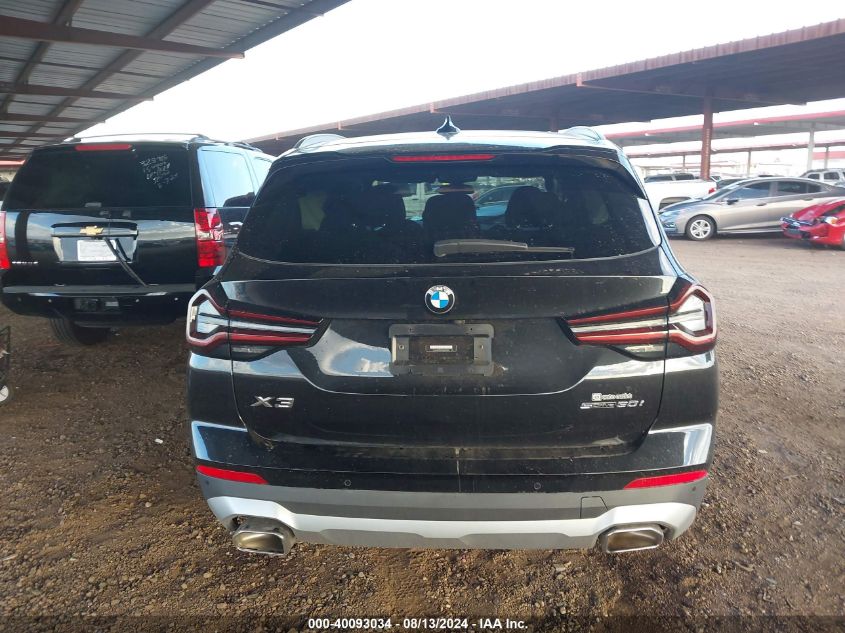 2022 BMW X3 Sdrive30I VIN: 5UX43DP01N9M51395 Lot: 40093034